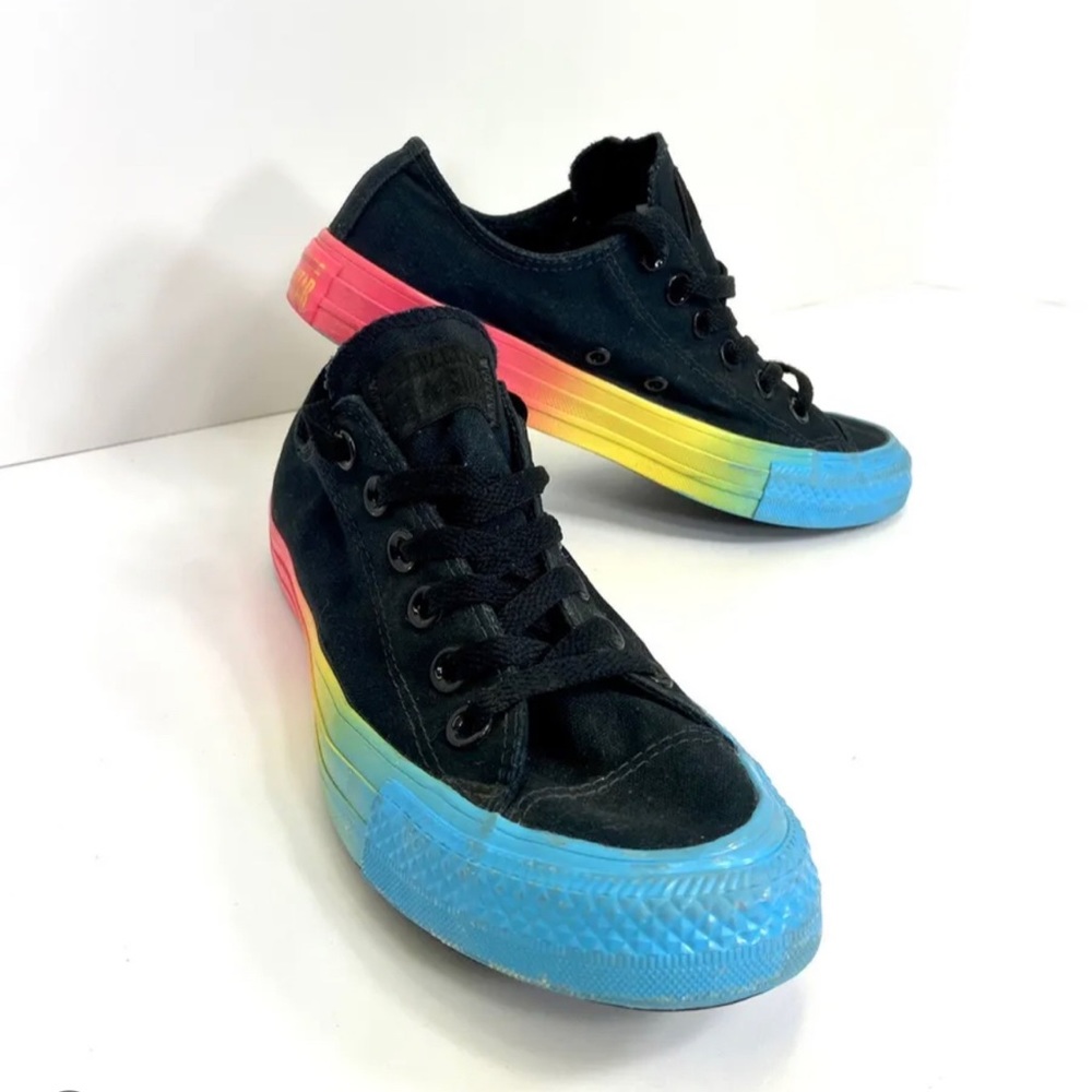 Converse Women's Black Chuck Taylor All Star Rainbow Sneakers Size 8.5